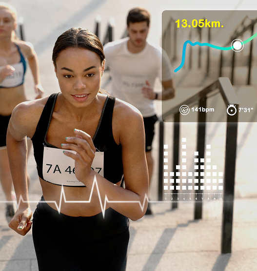 Runner with broadcast-ready visual overlays