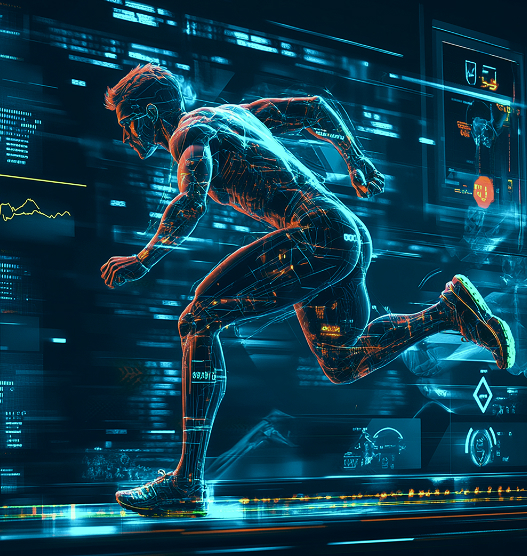 Runner visualized with analytics overlays